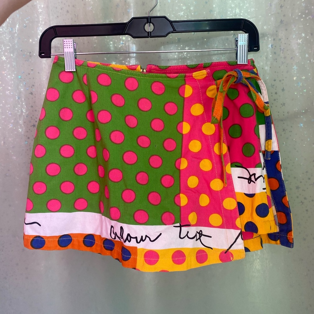 Extremely rare vintage 90s archival Moschino pop art polka dot mini skirt